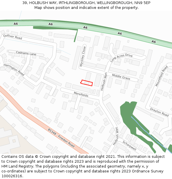 39, HOLBUSH WAY, IRTHLINGBOROUGH, WELLINGBOROUGH, NN9 5EP: Location map and indicative extent of plot