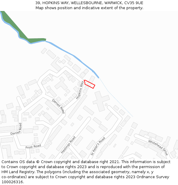 39, HOPKINS WAY, WELLESBOURNE, WARWICK, CV35 9UE: Location map and indicative extent of plot