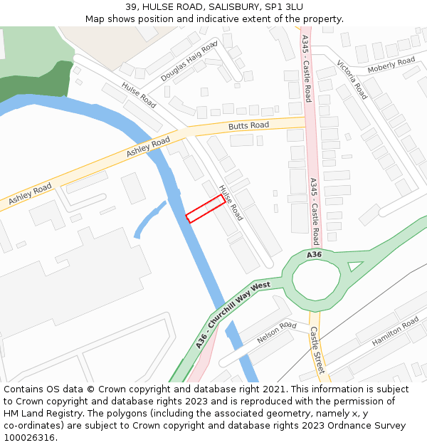 39, HULSE ROAD, SALISBURY, SP1 3LU: Location map and indicative extent of plot