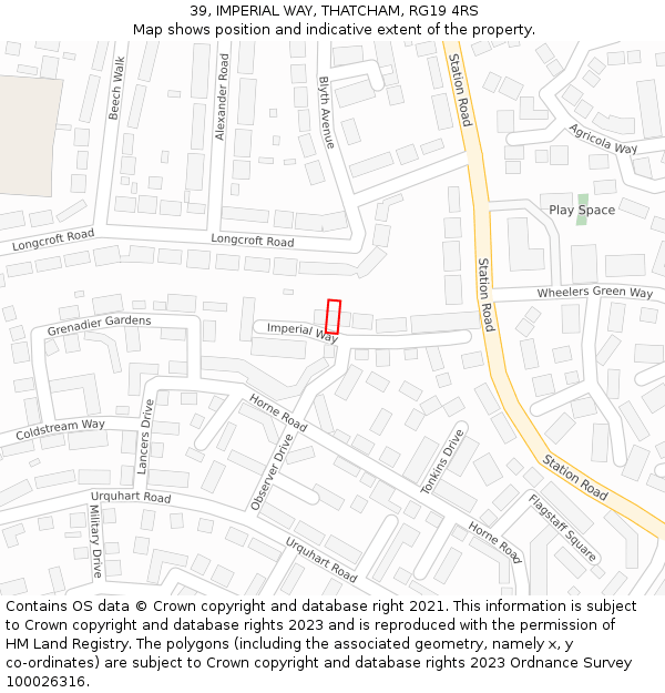 39, IMPERIAL WAY, THATCHAM, RG19 4RS: Location map and indicative extent of plot