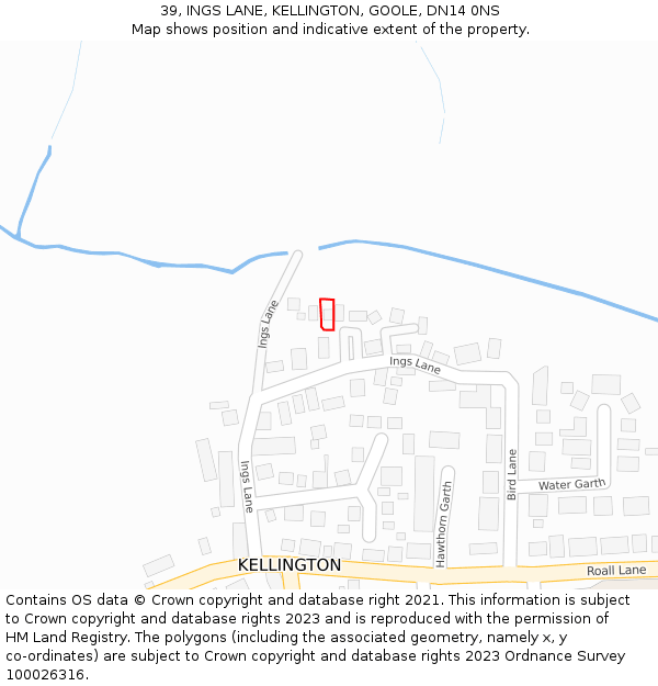 39, INGS LANE, KELLINGTON, GOOLE, DN14 0NS: Location map and indicative extent of plot