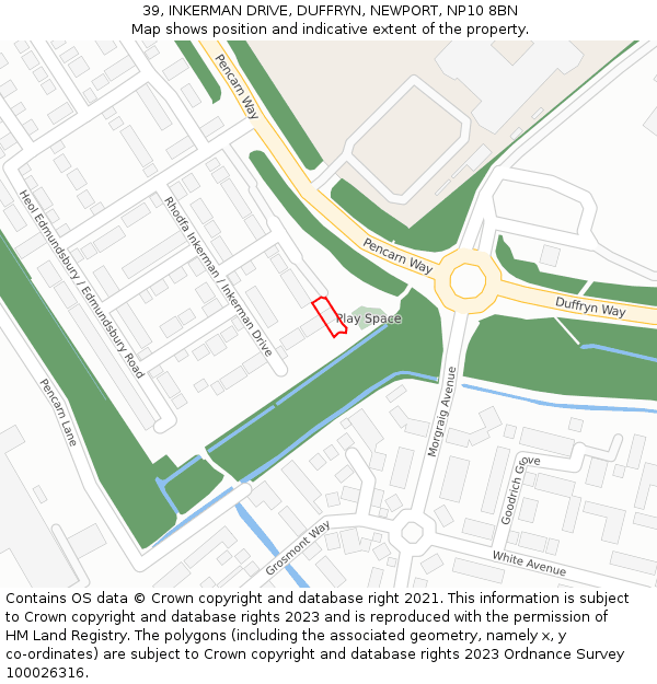 39, INKERMAN DRIVE, DUFFRYN, NEWPORT, NP10 8BN: Location map and indicative extent of plot