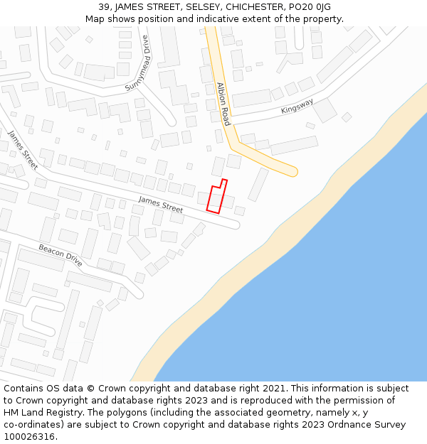 39, JAMES STREET, SELSEY, CHICHESTER, PO20 0JG: Location map and indicative extent of plot
