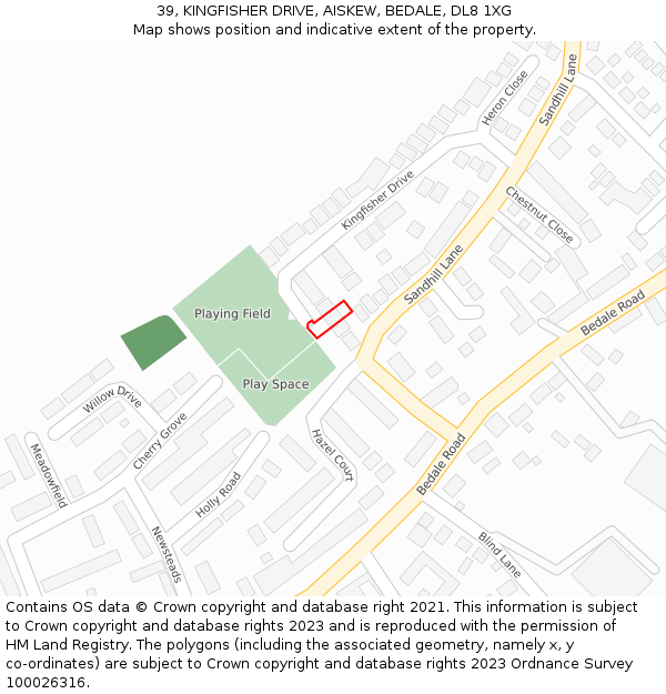 39, KINGFISHER DRIVE, AISKEW, BEDALE, DL8 1XG: Location map and indicative extent of plot