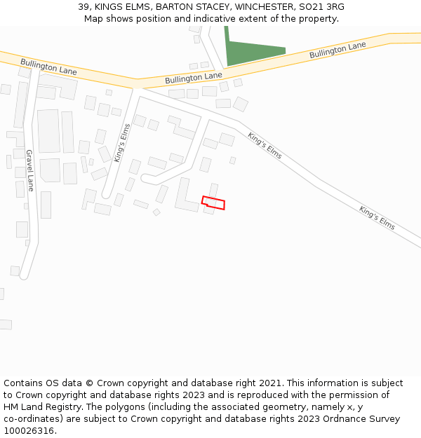 39, KINGS ELMS, BARTON STACEY, WINCHESTER, SO21 3RG: Location map and indicative extent of plot