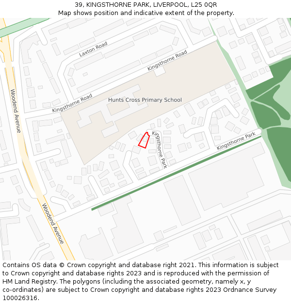 39, KINGSTHORNE PARK, LIVERPOOL, L25 0QR: Location map and indicative extent of plot