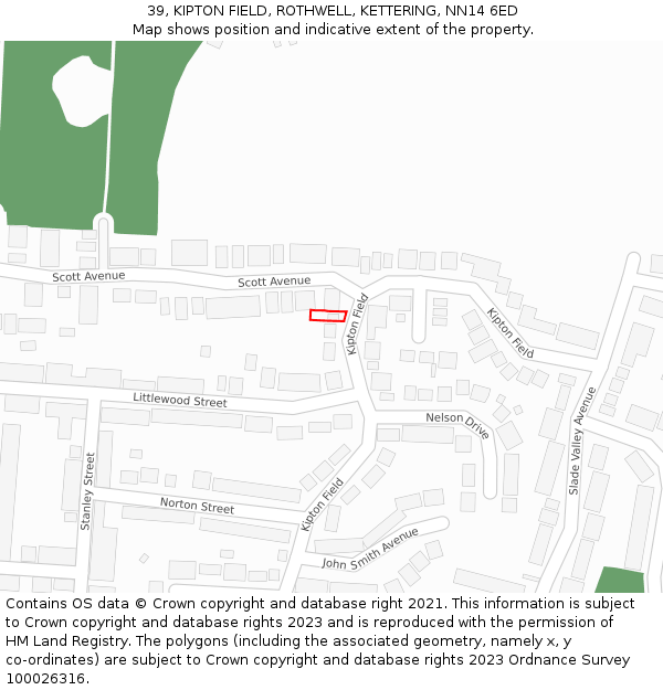 39, KIPTON FIELD, ROTHWELL, KETTERING, NN14 6ED: Location map and indicative extent of plot