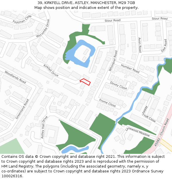 39, KIRKFELL DRIVE, ASTLEY, MANCHESTER, M29 7GB: Location map and indicative extent of plot