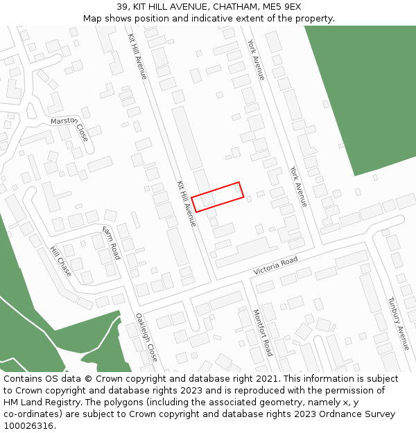 39, KIT HILL AVENUE, CHATHAM, ME5 9EX: Location map and indicative extent of plot