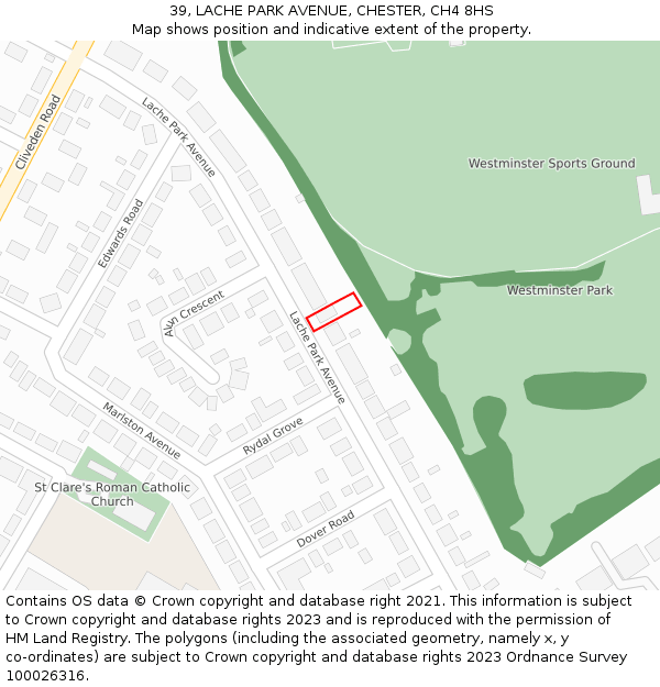 39, LACHE PARK AVENUE, CHESTER, CH4 8HS: Location map and indicative extent of plot