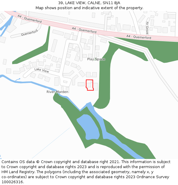 39, LAKE VIEW, CALNE, SN11 8JA: Location map and indicative extent of plot