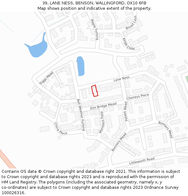 39, LANE NESS, BENSON, WALLINGFORD, OX10 6FB: Location map and indicative extent of plot