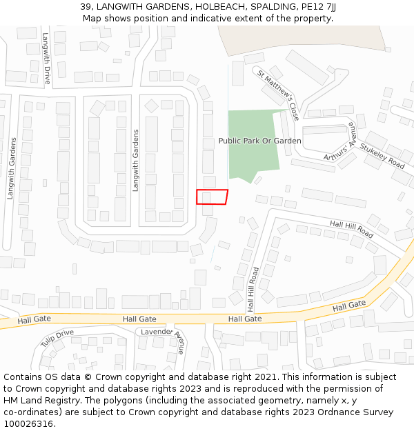 39, LANGWITH GARDENS, HOLBEACH, SPALDING, PE12 7JJ: Location map and indicative extent of plot