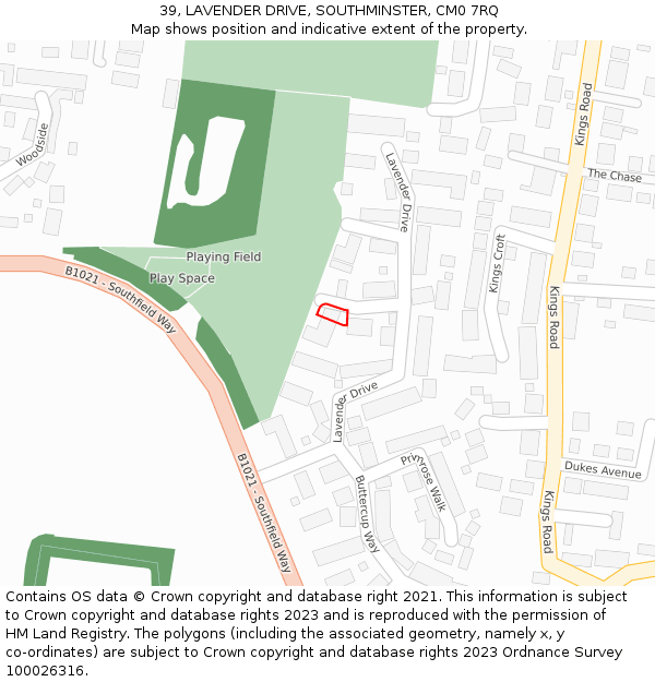 39, LAVENDER DRIVE, SOUTHMINSTER, CM0 7RQ: Location map and indicative extent of plot