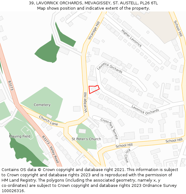 39, LAVORRICK ORCHARDS, MEVAGISSEY, ST. AUSTELL, PL26 6TL: Location map and indicative extent of plot