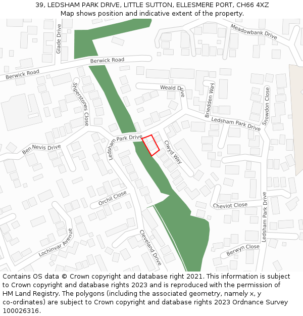 39, LEDSHAM PARK DRIVE, LITTLE SUTTON, ELLESMERE PORT, CH66 4XZ: Location map and indicative extent of plot