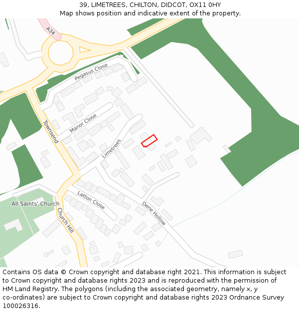 39, LIMETREES, CHILTON, DIDCOT, OX11 0HY: Location map and indicative extent of plot