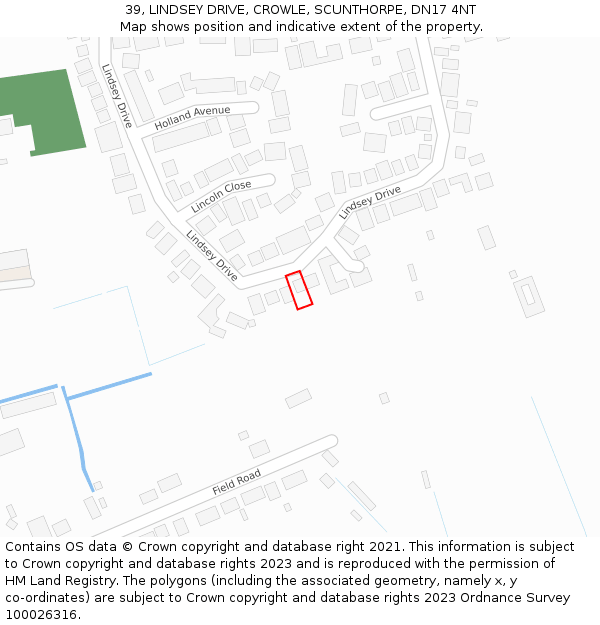 39, LINDSEY DRIVE, CROWLE, SCUNTHORPE, DN17 4NT: Location map and indicative extent of plot