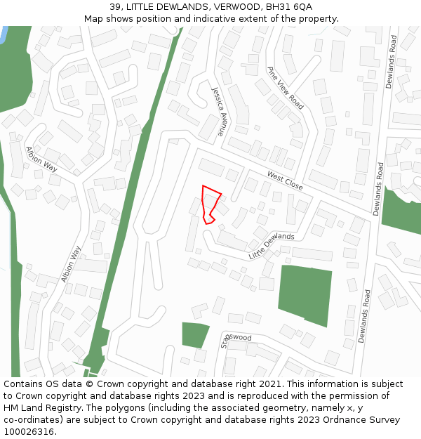 39, LITTLE DEWLANDS, VERWOOD, BH31 6QA: Location map and indicative extent of plot