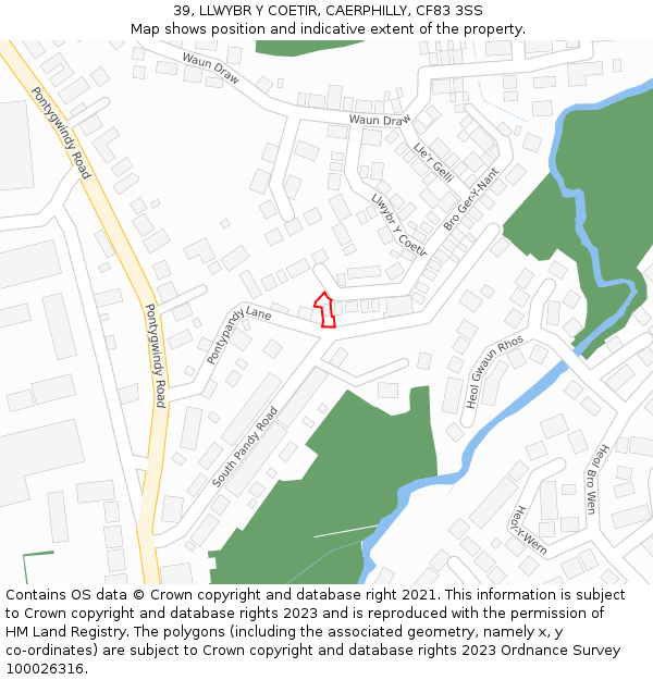 39, LLWYBR Y COETIR, CAERPHILLY, CF83 3SS: Location map and indicative extent of plot