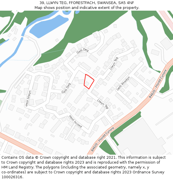 39, LLWYN TEG, FFORESTFACH, SWANSEA, SA5 4NF: Location map and indicative extent of plot