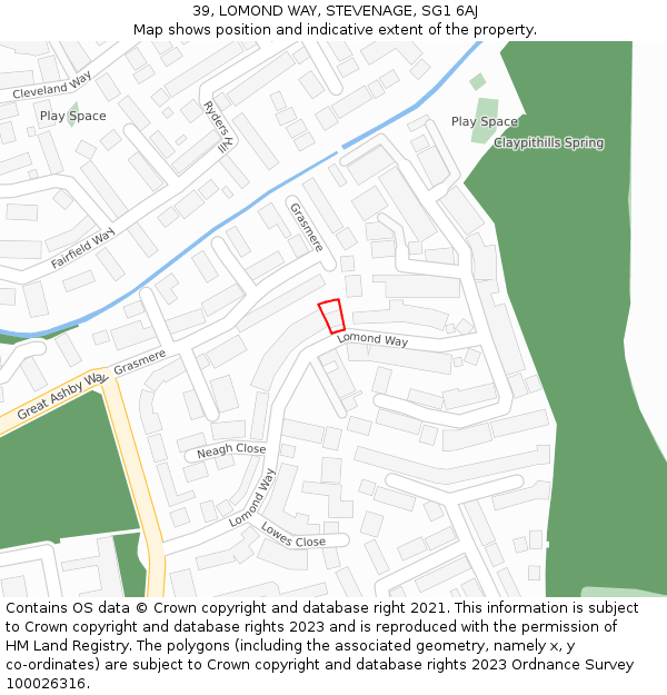 39, LOMOND WAY, STEVENAGE, SG1 6AJ: Location map and indicative extent of plot