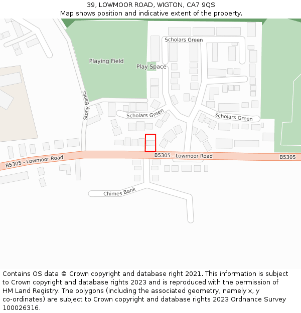 39, LOWMOOR ROAD, WIGTON, CA7 9QS: Location map and indicative extent of plot