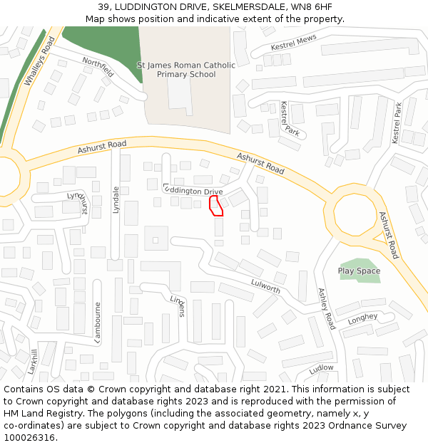 39, LUDDINGTON DRIVE, SKELMERSDALE, WN8 6HF: Location map and indicative extent of plot