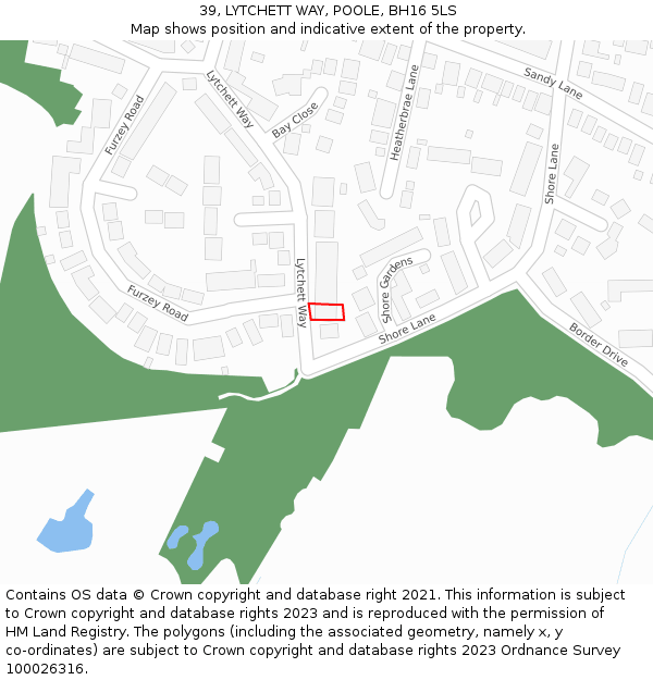 39, LYTCHETT WAY, POOLE, BH16 5LS: Location map and indicative extent of plot