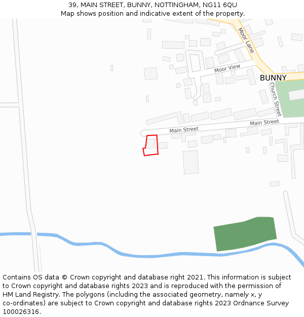 39, MAIN STREET, BUNNY, NOTTINGHAM, NG11 6QU: Location map and indicative extent of plot