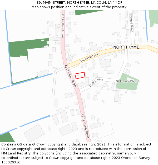 39, MAIN STREET, NORTH KYME, LINCOLN, LN4 4DF: Location map and indicative extent of plot