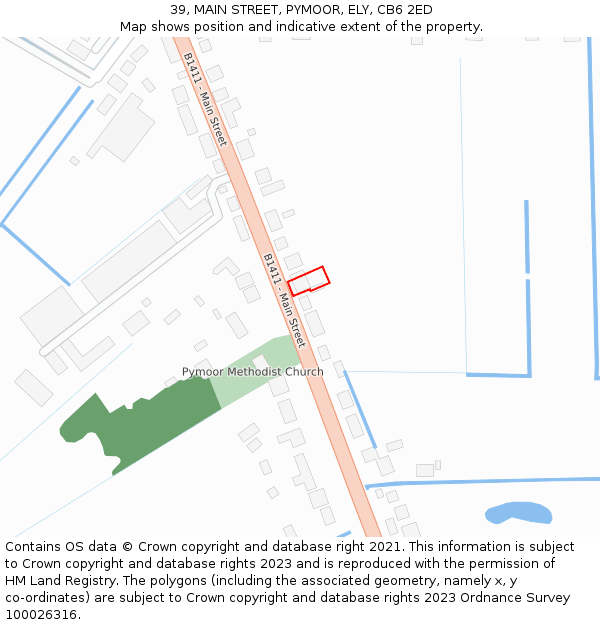 39, MAIN STREET, PYMOOR, ELY, CB6 2ED: Location map and indicative extent of plot