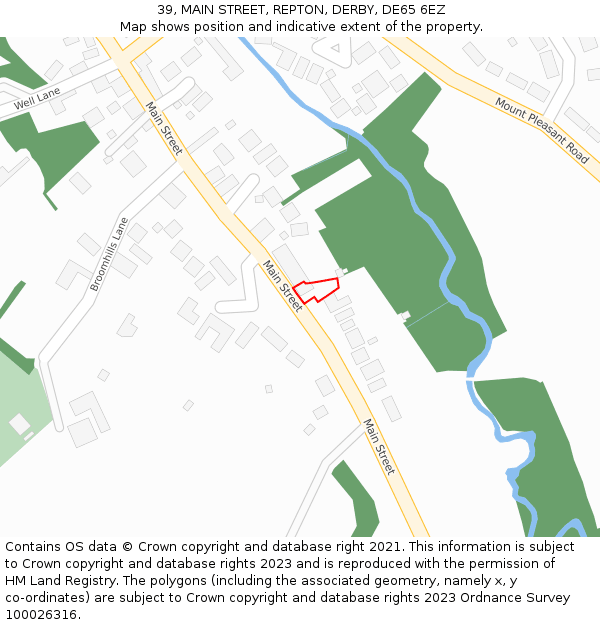 39, MAIN STREET, REPTON, DERBY, DE65 6EZ: Location map and indicative extent of plot