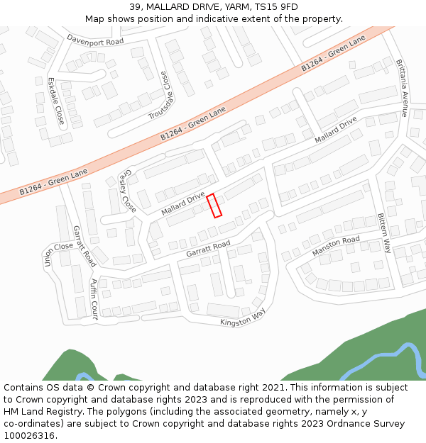 39, MALLARD DRIVE, YARM, TS15 9FD: Location map and indicative extent of plot