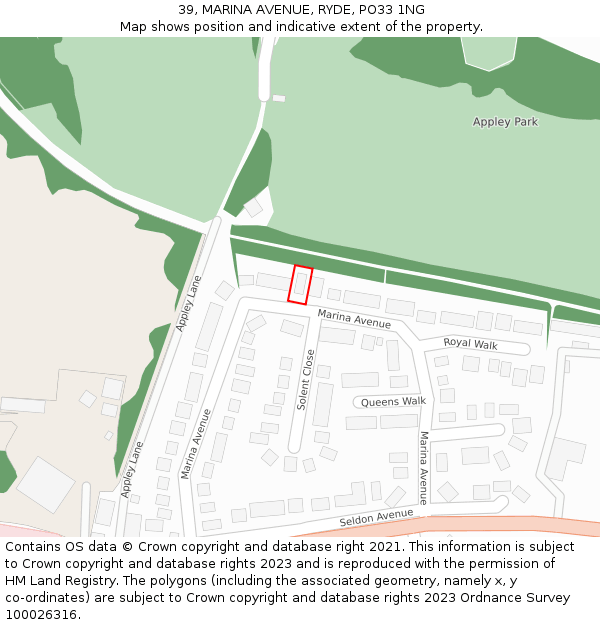 39, MARINA AVENUE, RYDE, PO33 1NG: Location map and indicative extent of plot