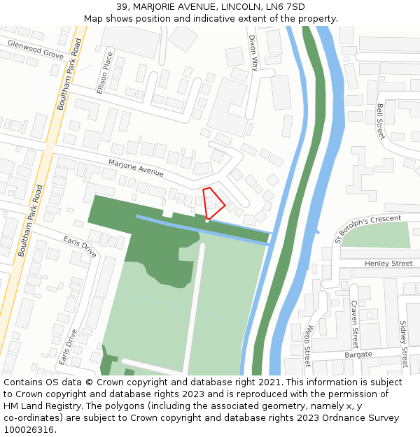 39, MARJORIE AVENUE, LINCOLN, LN6 7SD: Location map and indicative extent of plot