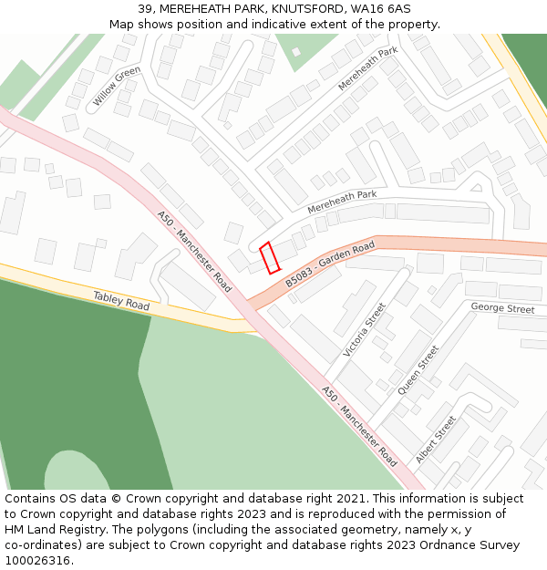 39, MEREHEATH PARK, KNUTSFORD, WA16 6AS: Location map and indicative extent of plot