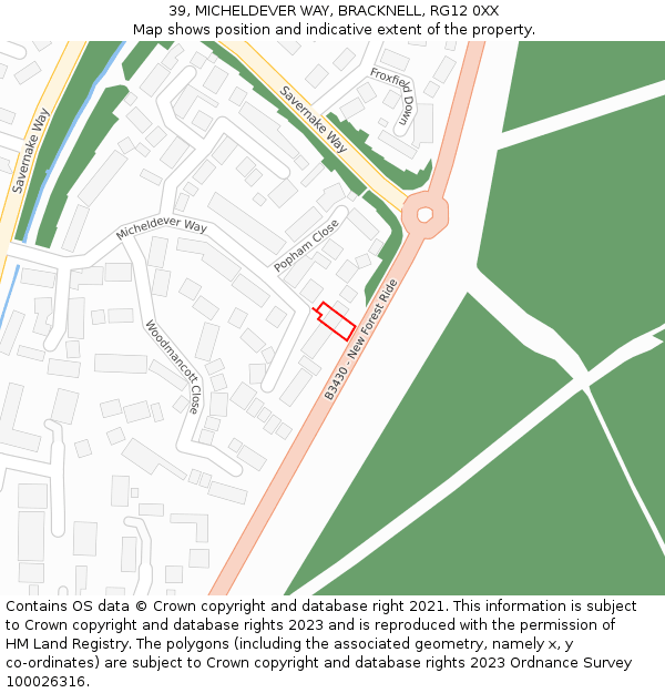 39, MICHELDEVER WAY, BRACKNELL, RG12 0XX: Location map and indicative extent of plot