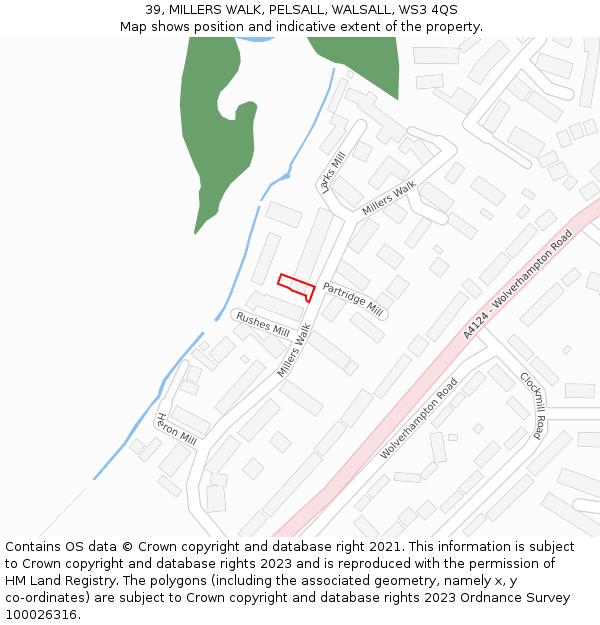 39, MILLERS WALK, PELSALL, WALSALL, WS3 4QS: Location map and indicative extent of plot