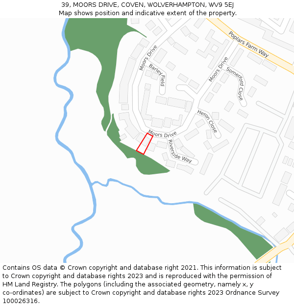 39, MOORS DRIVE, COVEN, WOLVERHAMPTON, WV9 5EJ: Location map and indicative extent of plot