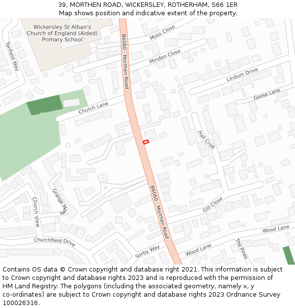 39, MORTHEN ROAD, WICKERSLEY, ROTHERHAM, S66 1ER: Location map and indicative extent of plot