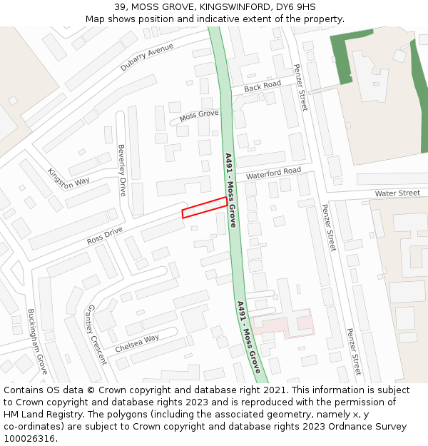 39, MOSS GROVE, KINGSWINFORD, DY6 9HS: Location map and indicative extent of plot