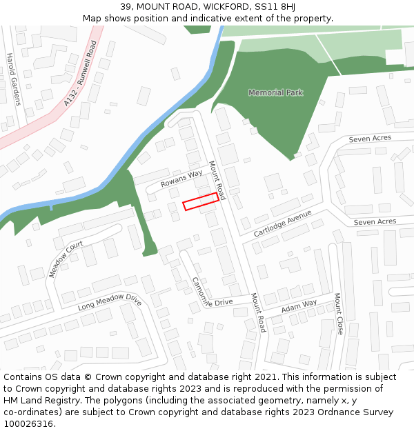 39, MOUNT ROAD, WICKFORD, SS11 8HJ: Location map and indicative extent of plot