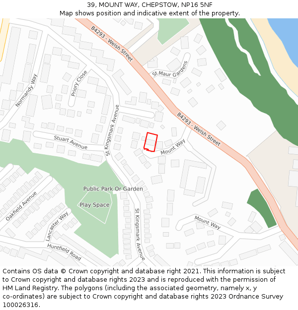 39, MOUNT WAY, CHEPSTOW, NP16 5NF: Location map and indicative extent of plot