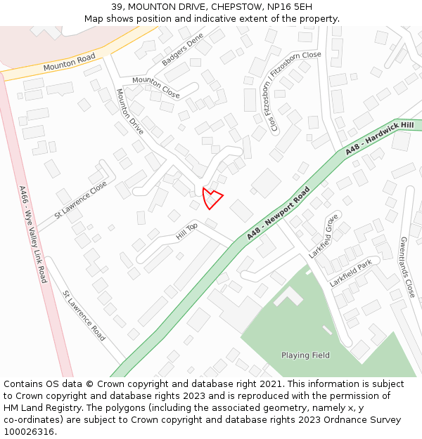 39, MOUNTON DRIVE, CHEPSTOW, NP16 5EH: Location map and indicative extent of plot