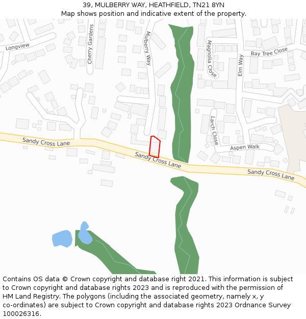 39, MULBERRY WAY, HEATHFIELD, TN21 8YN: Location map and indicative extent of plot