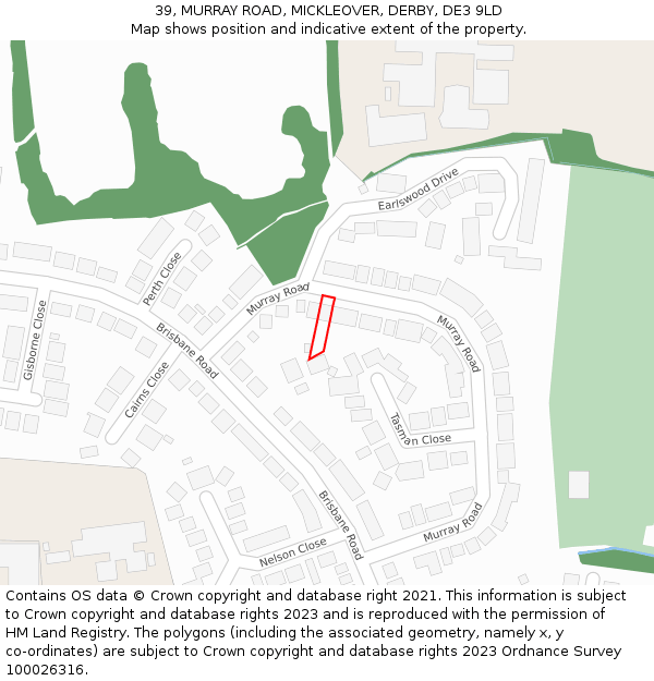 39, MURRAY ROAD, MICKLEOVER, DERBY, DE3 9LD: Location map and indicative extent of plot