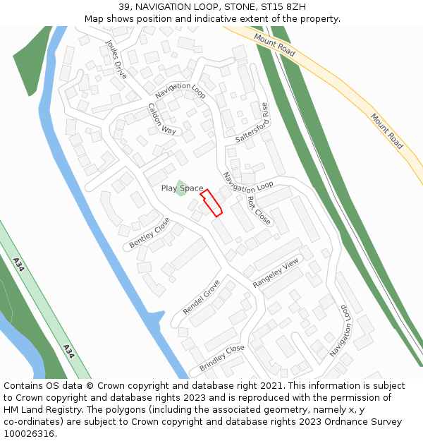 39, NAVIGATION LOOP, STONE, ST15 8ZH: Location map and indicative extent of plot