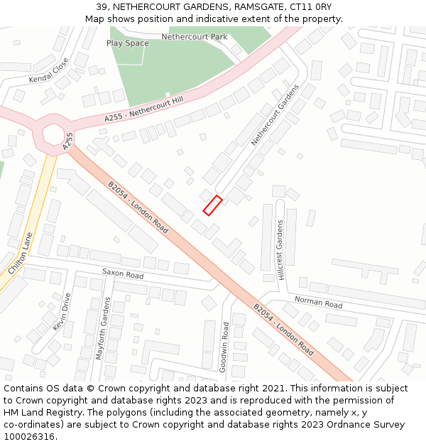 39, NETHERCOURT GARDENS, RAMSGATE, CT11 0RY: Location map and indicative extent of plot