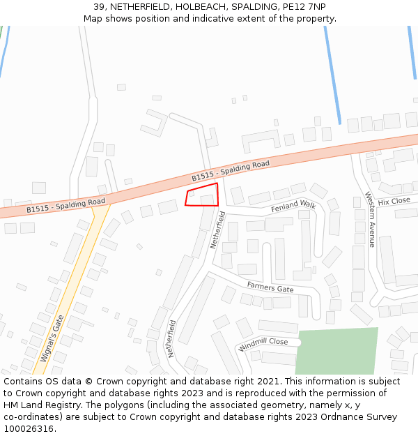 39, NETHERFIELD, HOLBEACH, SPALDING, PE12 7NP: Location map and indicative extent of plot